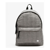 Lacoste Mochila Gris Con Monograma Reflejante