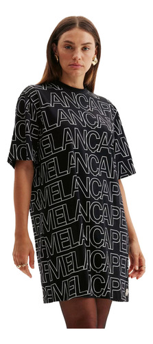 Vestido Curto Easy Lança Perfume Tshirt Ou24 Preto Feminino