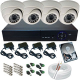 Kit Monitoramento Residencial 4 Câmeras Dome Infra Hd 1.0 Mp