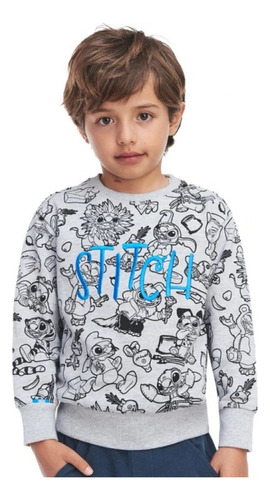 Sudadera Print Stitch Para Niño Cómoda Elástica 