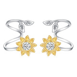 Pendientes De Girasol Para Mujer De Plata De Ley Con Forma D