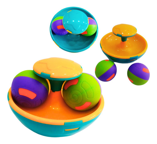 Brinquedo Infantil Pião Gira Ball Chocalho Para Bebêcolorido