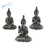 Estátua Trio Buda Tibetano Tilandes Meditação Resina