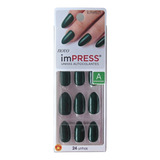 Unhas Autocolantes Kiss Impress Amendoada Esmerald C/24 