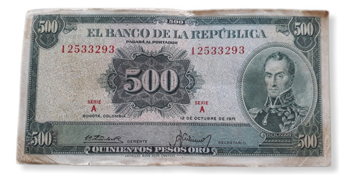 Colombia 500 Pesos Oro 1971