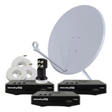 Kit 3 Receptor Digital Midiabox Century Antena 75 Lnbf Cabo