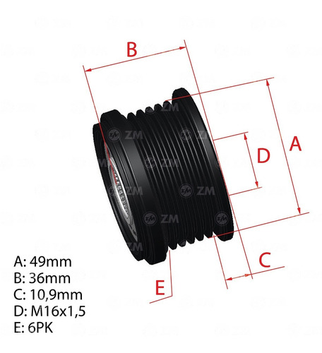 Polea Alternador Compatible Con Bosch Ford Ecosport 2.0 Flex Foto 2