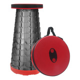 Taburete Plegable Silla Telescópica Portátil Retráctil Color Rojo