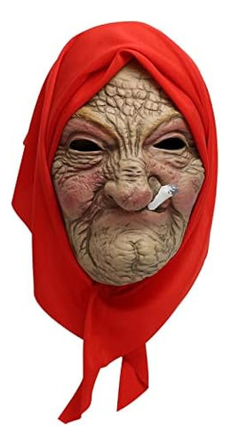 Máscara De Mujer Vieja De Halloween Realista Aterradora