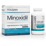 Foligain Minoxidil 5% Bajo En Alcohol 3 Meses +120 Tabletas 