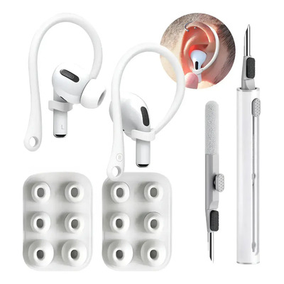 Un Conjunto Multifuncional De Herramientas De Limpieza De Auriculares + 6 Pares De Tapones Y Colgadores Auxiliares Son Adecuados Para Todo Tipo De Limpieza Y Sustitución De Tapas Blanco