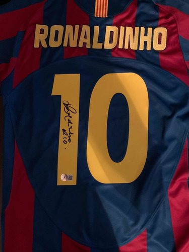 Camiseta Ronaldinho Autografiada Con Autentificación
