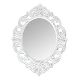 Espejo Ovalado Blanco Vintage Con Gancho, 11.5 X 15