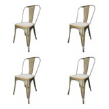 Silla Tolix Pulida Y Laqueada Asiento De Madera  X4