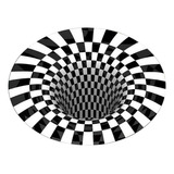 Alfombra 3d Illusion Con Ilusión Óptica, 80 Cm, Negro Y Blan