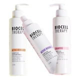 Kit Biocell Therapy Shampoo + Active Reparador + Bifase Bioc