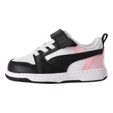 Zapatilla Puma  Rebound V6 Niños Td Negras/blancas