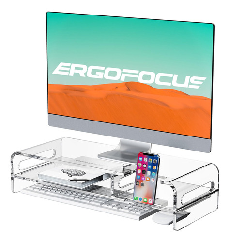 Ergofocus Elevador De Monitor Acrilico Grande De 20 Pulgadas