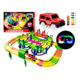 Pista Autos Glow Luminosa Carrera 126 Pcs Led Juguete Niños