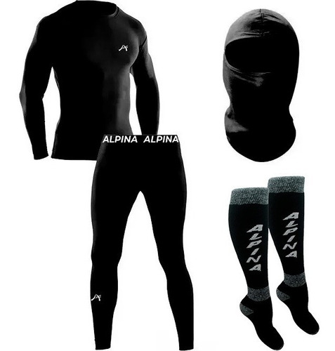 Kit Termico Moto Alpina Remera + Calza + Balaclava + Media C