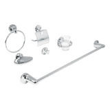 Juego Accesorios Para Baño Jabonera Toallero Gancho Set Kit Color Cromo