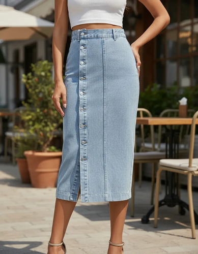 Faldas De Mezclilla Falda Midi Faldas De Mezclilla Largas | MercadoLibre