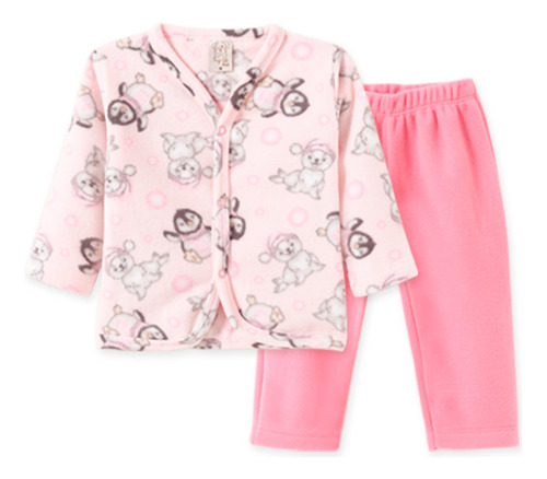 Conjunto Infantil Casaco/calça Soft Rosa Pinguim Pingo Lelê