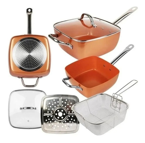 Set Combo Sarten Copper Chef Migas 5 Piezas  Juego De Cocina