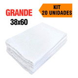 Kit 20 Pano Saco Duplo Alvejado De Chão Grande Branco 38x60