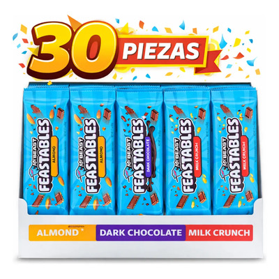 30pz Mr Beast Almendra, Milk Crunch, Dark Chocolate 60gr | Envío gratis