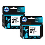 Combo De 2 Cartuchos De Tinta Hp 667 Negro Original 3ym79al