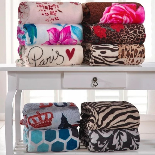 Kit 3 Mantas Soft Cobertor Casal Estampas Sortidas Inverno