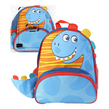 Mochila De Costas Infantil Azul Estampa De Dinossauro Escola