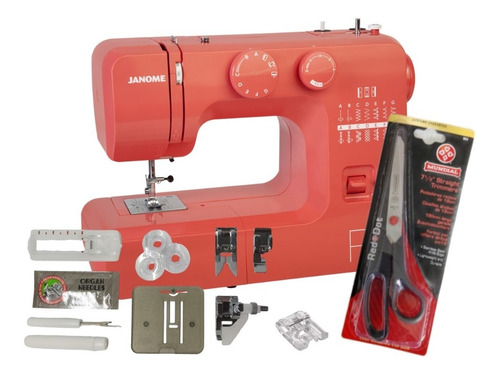 Máquina De Coser Recta Janome 3112 Rd Color Rojo + Regalo!!!