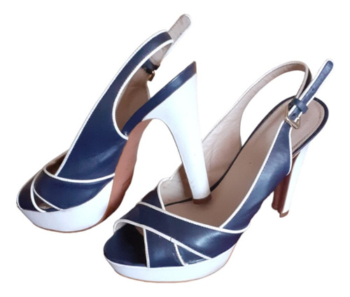 Zapatos Dama Gacel Color Azul Y Blanco Número 37