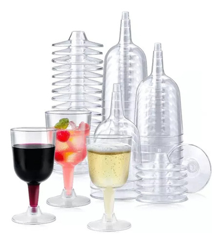 Copas De Vino Desechables, Postres De Plástico Premium, 50 P