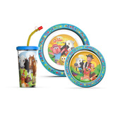 Set Promoción Canciones De La Granja: Plato+vaso Sport+ Bowl