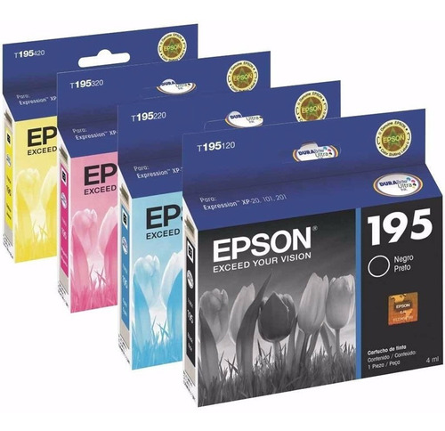 Cartuchos Epson Original T195 Negro Cyan Y Magenta Amarillo