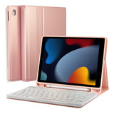 Funda C/teclado Eveo Para iPad 2021 9g/8g/7g 10.2inch Rosa