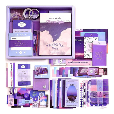155pzs Journal Scrapbook Vintage Libreta Y Pegatina Stickers Tape Diy Notas Regalo Para Niñas Kit Estético De Álbumes De Recortes Diario Cuaderno Suministros Con Cierre Magnético Pegatinas Decorativo | MercadoLibre
