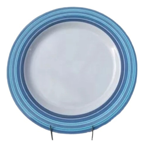 Plato Playo Melamina Pack X 12 Rayado Azul