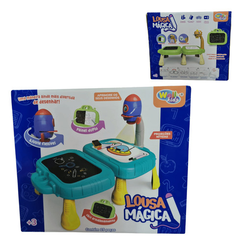 Mesinha Dupla Lousa Magica Space Infantil Projetor Desenhos