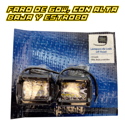 Faro Universal Con Altas Baja Y Estrobo De 19 Led 12 Vcc