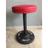 Banco Estilo Antiguo Máquina De Coser Necchi Asiento Piel !!