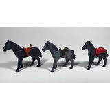 Playmobil Lote Cavalos G2 Pretos E Cinza Western Farm