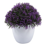 Planta Artificial Con Flores Con Maceta Morado 