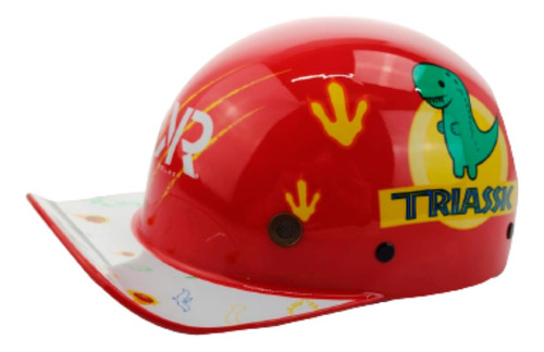 Casco Infantil Para Moto, Tipo Cachucha Triassic Rojo T-l
