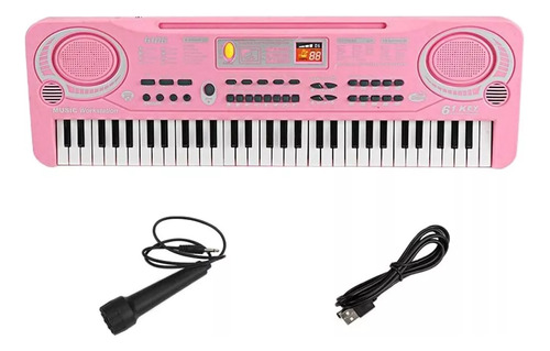 Teclado Piano Instrumento 61 Teclas Eléctrico Digital Color Rosa
