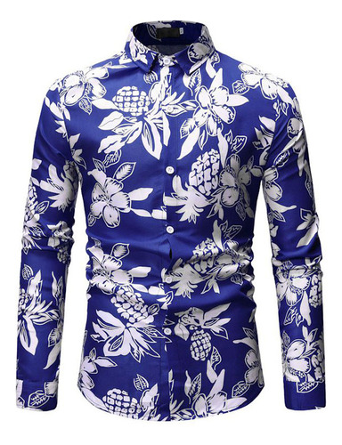 Camisa De Playa Hawaiana Roja Para Hombre, Manga Larga, Esta