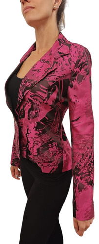 Blazer De Vestir Fucsia  Estampado Para Mujer